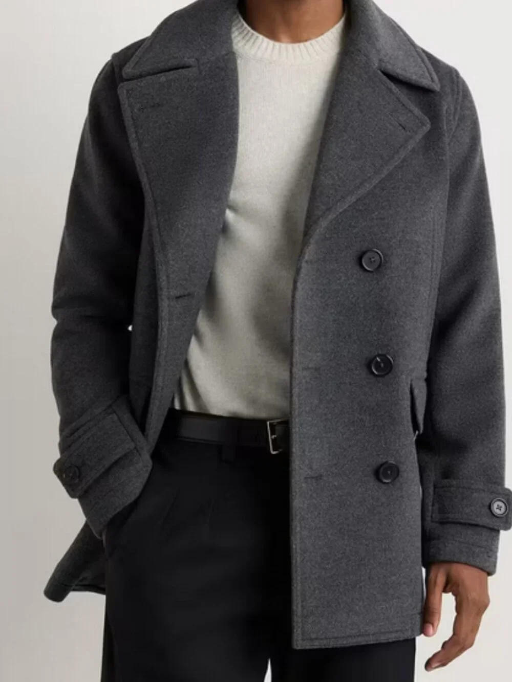 New! Quince Wool Cashmere Peacoat in Charcoal Heather Size Medium